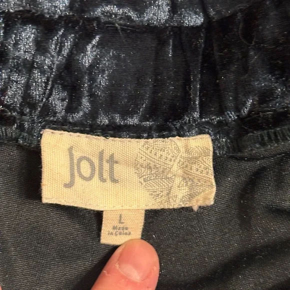 Jolt Green Crushed Velvet Jogger Pants | Size Large - Picture 2 of 8
